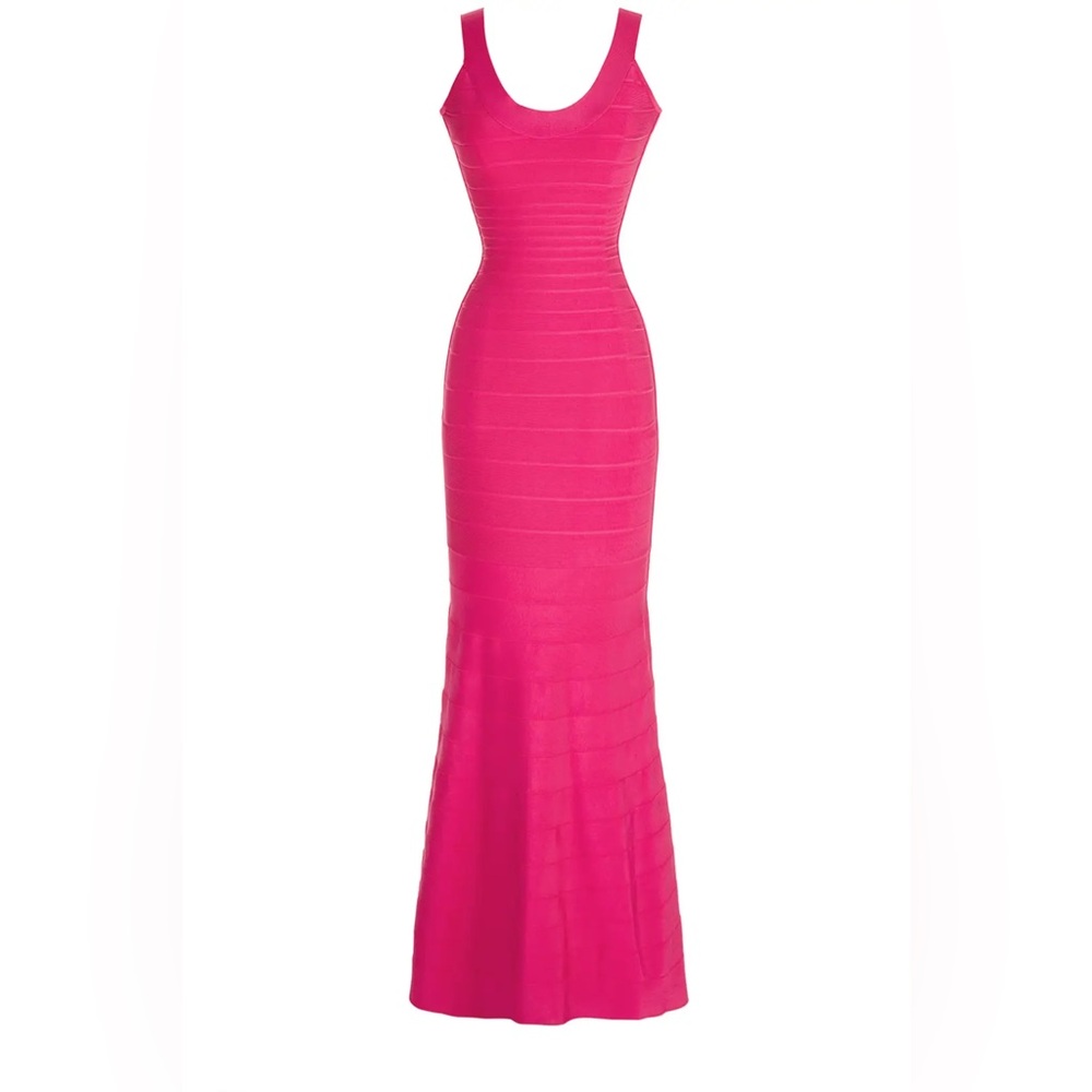Herve Leger Vibrant Pink Maxi Dress